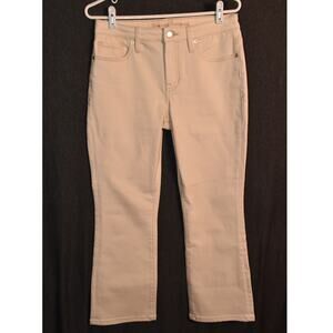 Tommy Bahama Women's 8/27 Khaki Mid Rise Crop Mini Boot Indigo Palms Pants